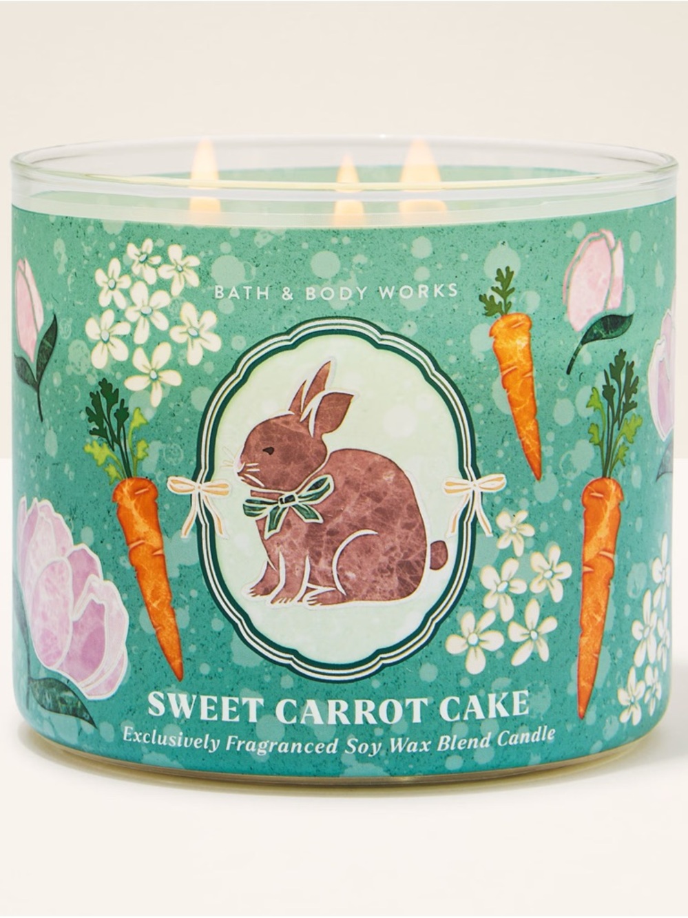 Bath & Body Works Sweet Carrot Cake 3-Wick Candle - Teal & Orange New